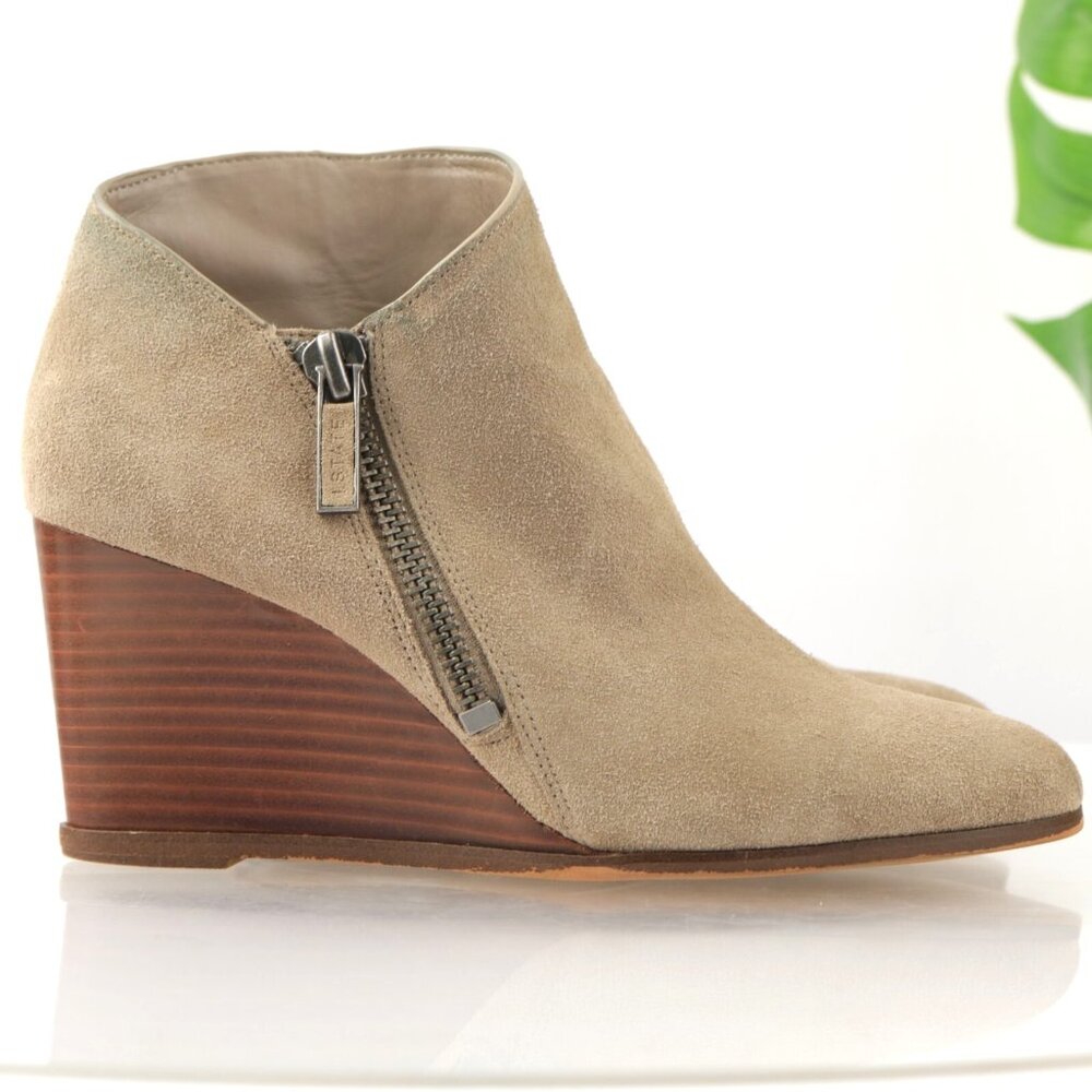 1.STATE‎  Womens Kaleb Boot Size 9 Tan Taupe Suede Wedge Heel Zip Up Bootie